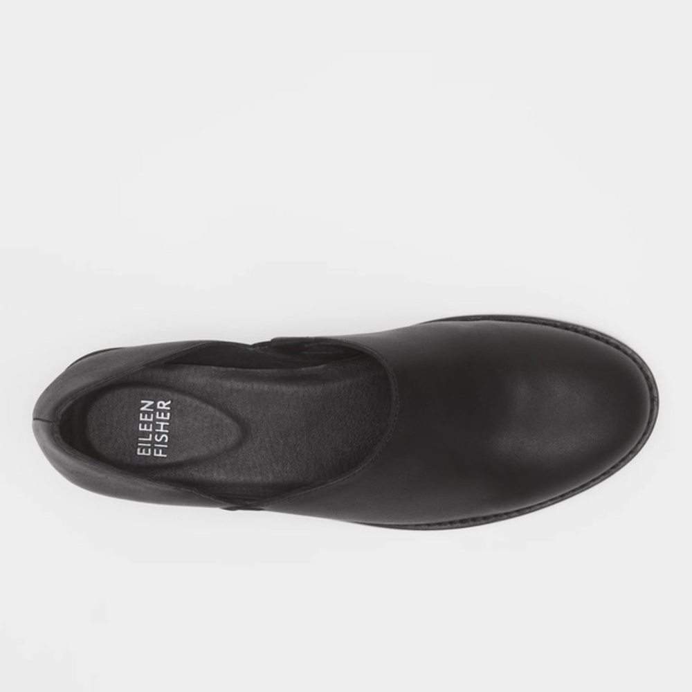 Elieen Fisher Allen Smooth Leather Loafers Slip On Shoes Black 7.5 - Picture 3 of 10